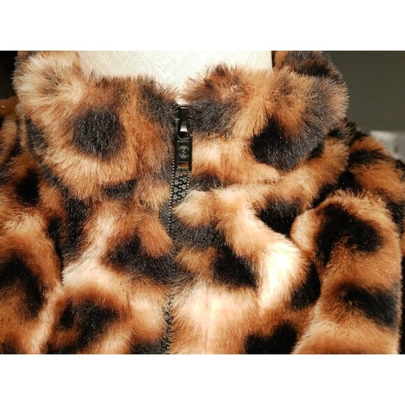 SHEIN Brown Tan Leopard Print Faux Fur Full Zip Cropped Halter Vest Womans S - Picture 7 of 12